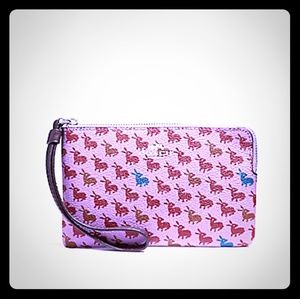 NWT Coach Lilac bunny print wristlet